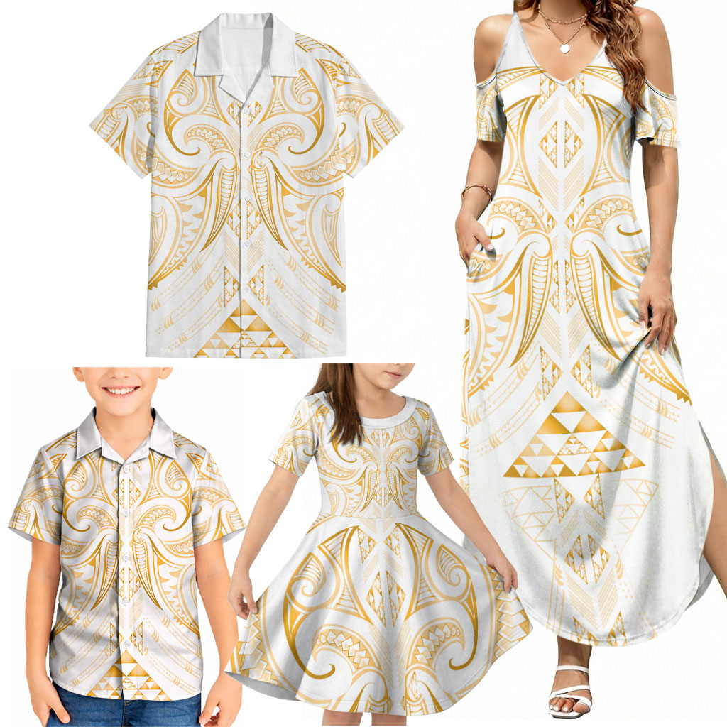Maori Rugby Custom Ngaru Mangopare Family Matching Summer Maxi Dress and Hawaiian Shirt Koura Niho Taniwha Motif