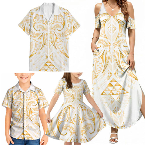 Maori Rugby Custom Ngaru Mangopare Family Matching Summer Maxi Dress and Hawaiian Shirt Koura Niho Taniwha Motif