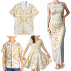 Maori Rugby Custom Ngaru Mangopare Family Matching Tank Maxi Dress and Hawaiian Shirt Koura Niho Taniwha Motif