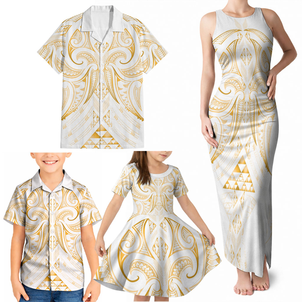 Maori Rugby Custom Ngaru Mangopare Family Matching Tank Maxi Dress and Hawaiian Shirt Koura Niho Taniwha Motif