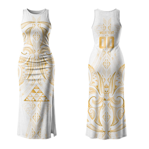Maori Rugby Custom Ngaru Mangopare Family Matching Tank Maxi Dress and Hawaiian Shirt Koura Niho Taniwha Motif