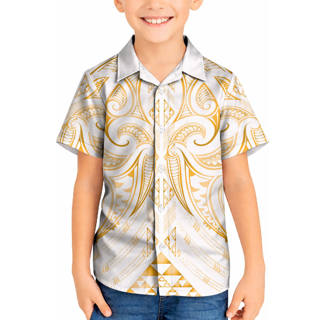 Maori Rugby Custom Ngaru Mangopare Kid Hawaiian Shirt Koura Niho Taniwha Motif