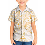 Maori Rugby Custom Ngaru Mangopare Kid Hawaiian Shirt Koura Niho Taniwha Motif