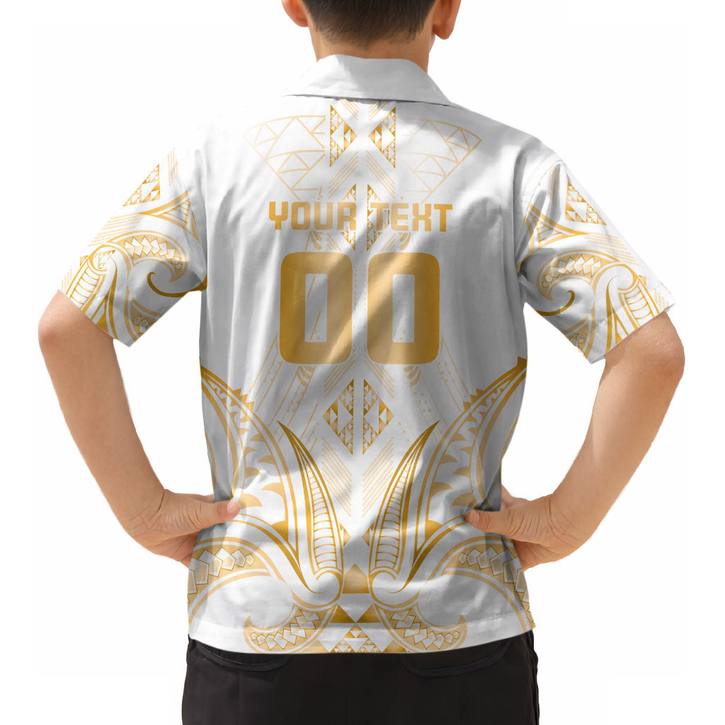 Maori Rugby Custom Ngaru Mangopare Kid Hawaiian Shirt Koura Niho Taniwha Motif