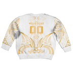 Maori Rugby Custom Ngaru Mangopare Kid Ugly Christmas Sweater Koura Niho Taniwha Motif