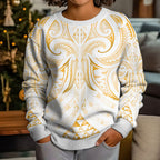 Maori Rugby Custom Ngaru Mangopare Kid Ugly Christmas Sweater Koura Niho Taniwha Motif