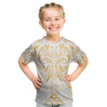 Maori Rugby Custom Ngaru Mangopare Kid T Shirt Koura Niho Taniwha Motif