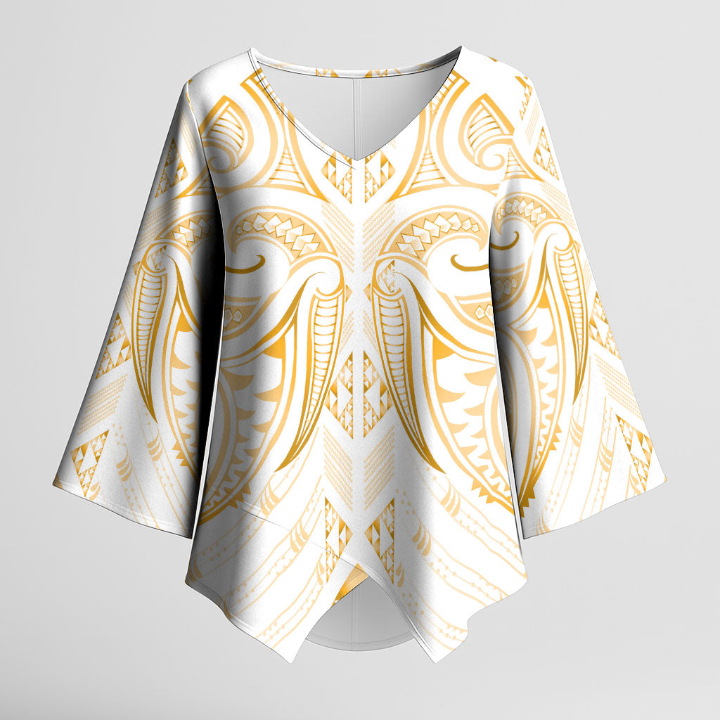Maori Rugby Custom Ngaru Mangopare Kimono Sleeve Blouse Koura Niho Taniwha Motif