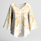 Maori Rugby Custom Ngaru Mangopare Kimono Sleeve Blouse Koura Niho Taniwha Motif