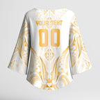 Maori Rugby Custom Ngaru Mangopare Kimono Sleeve Blouse Koura Niho Taniwha Motif