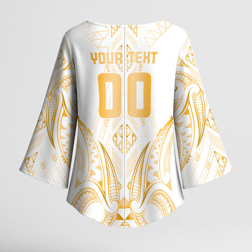Maori Rugby Custom Ngaru Mangopare Kimono Sleeve Blouse Koura Niho Taniwha Motif