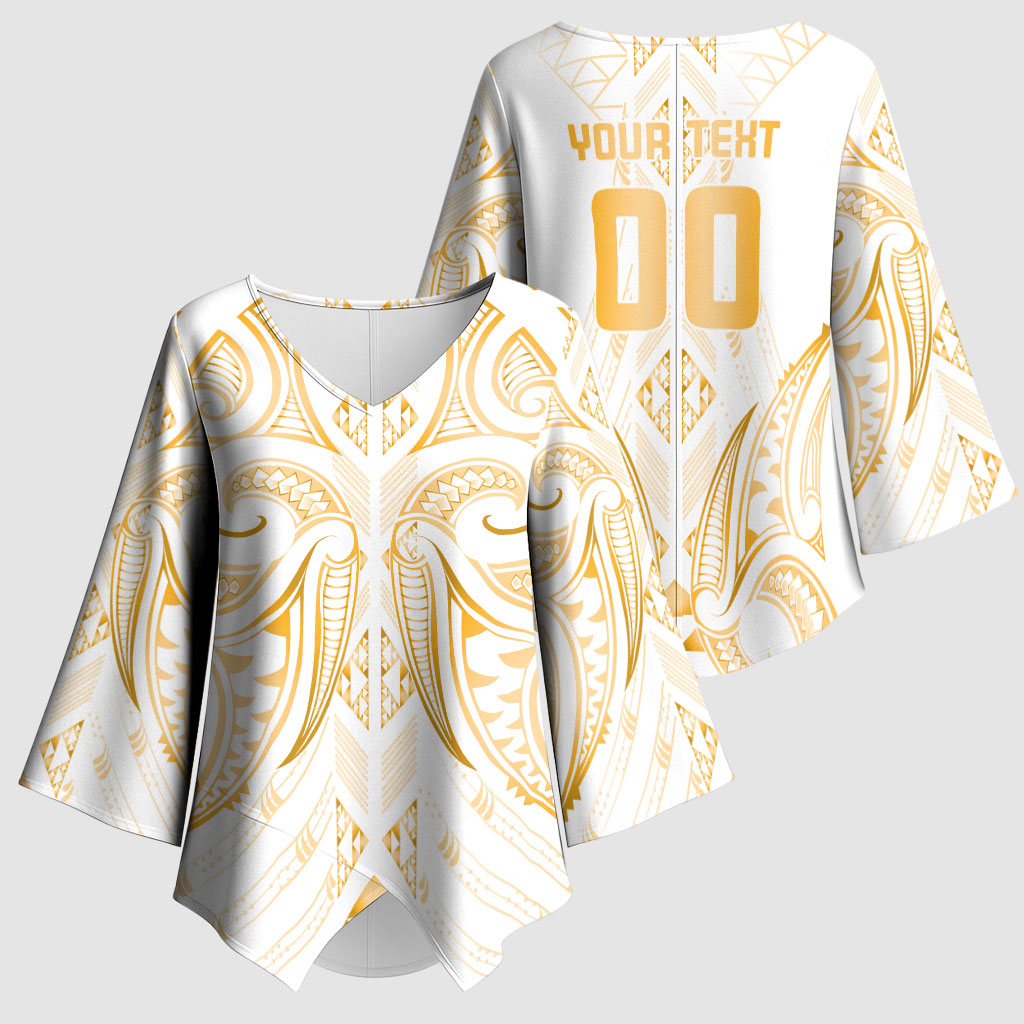 Maori Rugby Custom Ngaru Mangopare Kimono Sleeve Blouse Koura Niho Taniwha Motif