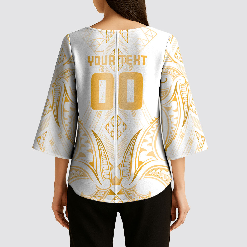 Maori Rugby Custom Ngaru Mangopare Kimono Sleeve Blouse Koura Niho Taniwha Motif