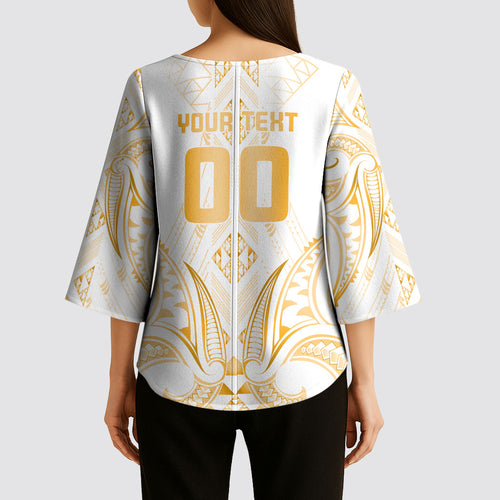 Maori Rugby Custom Ngaru Mangopare Kimono Sleeve Blouse Koura Niho Taniwha Motif