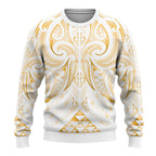 Maori Rugby Custom Ngaru Mangopare Ugly Christmas Sweater Koura Niho Taniwha Motif