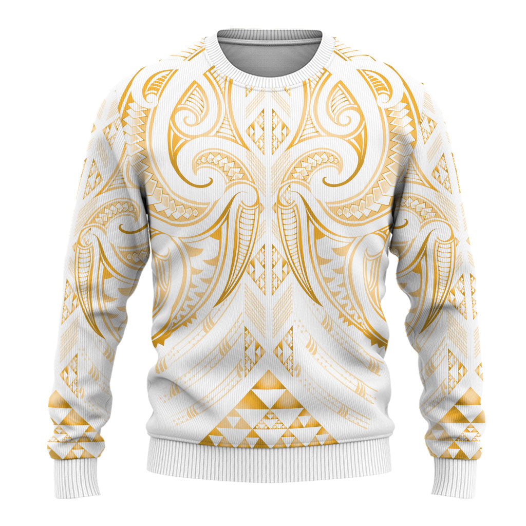 Maori Rugby Custom Ngaru Mangopare Ugly Christmas Sweater Koura Niho Taniwha Motif