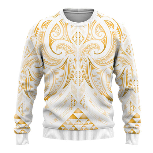 Maori Rugby Custom Ngaru Mangopare Ugly Christmas Sweater Koura Niho Taniwha Motif