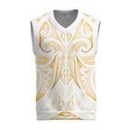 Maori Rugby Custom Ngaru Mangopare Christmas Knitted V-Neck Vest Koura Niho Taniwha Motif