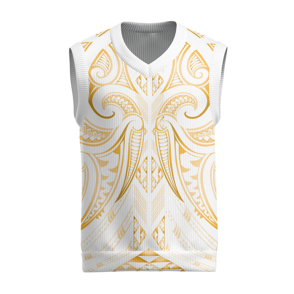 Maori Rugby Custom Ngaru Mangopare Christmas Knitted V-Neck Vest Koura Niho Taniwha Motif