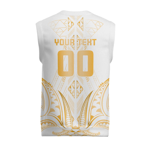 Maori Rugby Custom Ngaru Mangopare Christmas Knitted V-Neck Vest Koura Niho Taniwha Motif
