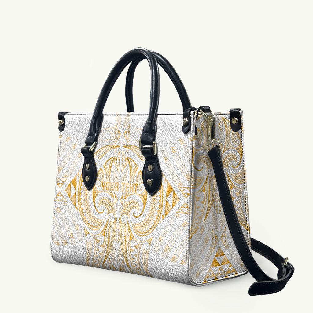 Maori Rugby Custom Ngaru Mangopare Leather Bag Koura Niho Taniwha Motif