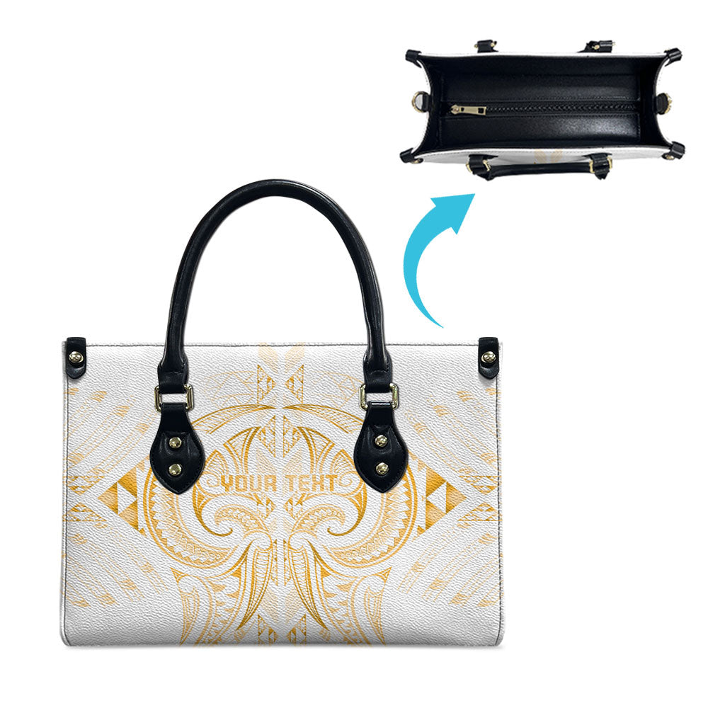 Maori Rugby Custom Ngaru Mangopare Leather Bag Koura Niho Taniwha Motif
