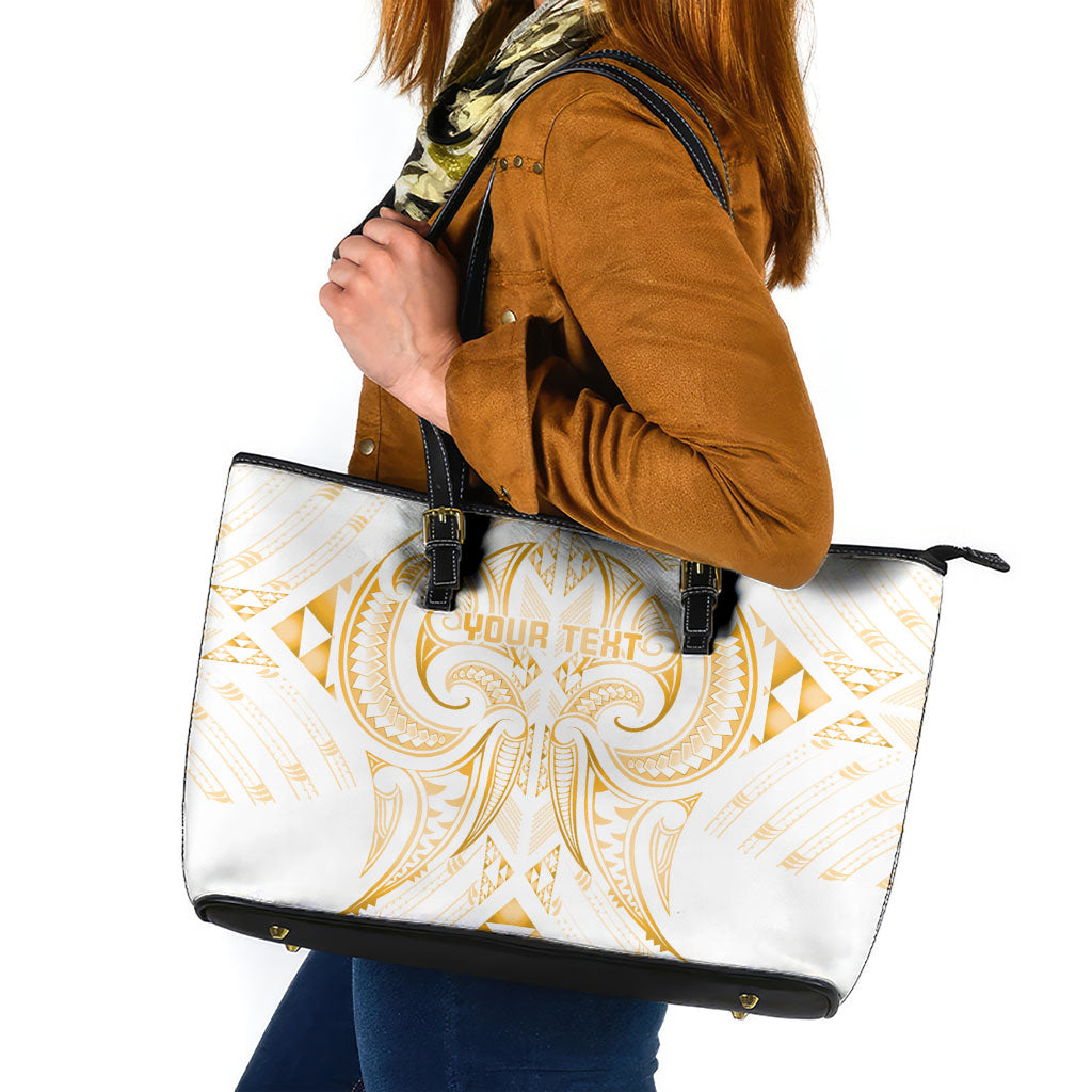 Maori Rugby Custom Ngaru Mangopare Leather Tote Bag Koura Niho Taniwha Motif