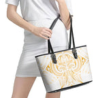 Maori Rugby Custom Ngaru Mangopare Leather Tote Bag Koura Niho Taniwha Motif