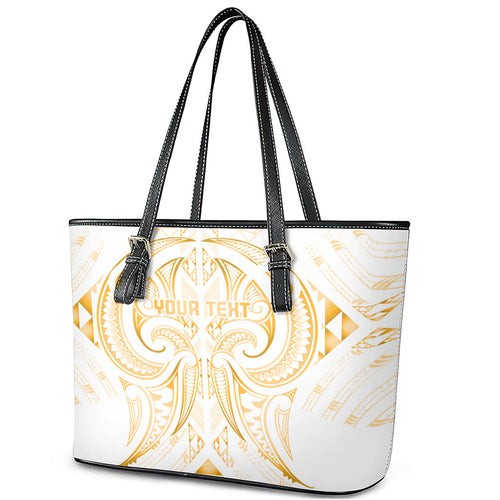 Maori Rugby Custom Ngaru Mangopare Leather Tote Bag Koura Niho Taniwha Motif