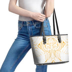 Maori Rugby Custom Ngaru Mangopare Leather Tote Bag Koura Niho Taniwha Motif