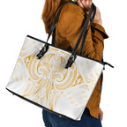 Maori Rugby Custom Ngaru Mangopare Leather Tote Bag Koura Niho Taniwha Motif