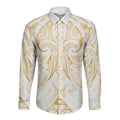 Maori Rugby Custom Ngaru Mangopare Long Sleeve Button Shirt Koura Niho Taniwha Motif