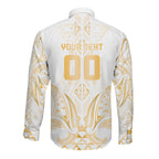 Maori Rugby Custom Ngaru Mangopare Long Sleeve Button Shirt Koura Niho Taniwha Motif