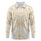 Maori Rugby Custom Ngaru Mangopare Long Sleeve Polo Shirt Koura Niho Taniwha Motif