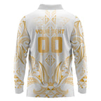 Maori Rugby Custom Ngaru Mangopare Long Sleeve Polo Shirt Koura Niho Taniwha Motif