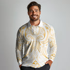 Maori Rugby Custom Ngaru Mangopare Long Sleeve Polo Shirt Koura Niho Taniwha Motif