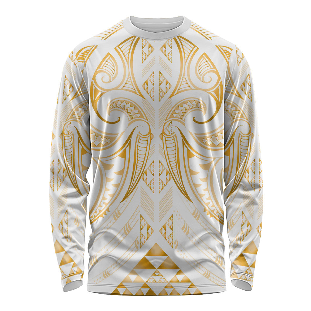 Maori Rugby Custom Ngaru Mangopare Long Sleeve Shirt Koura Niho Taniwha Motif