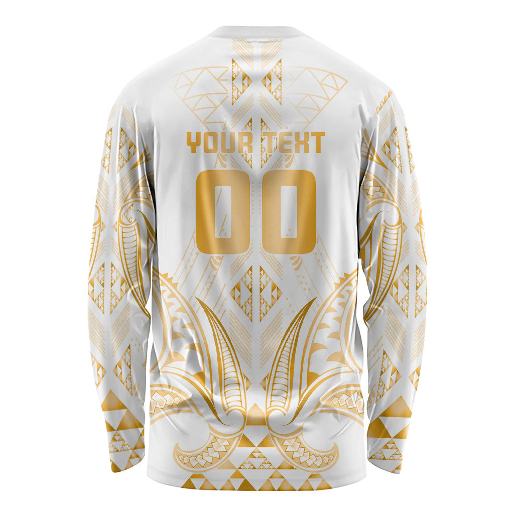 Maori Rugby Custom Ngaru Mangopare Long Sleeve Shirt Koura Niho Taniwha Motif