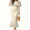 Maori Rugby Custom Ngaru Mangopare Mermaid Dress Koura Niho Taniwha Motif