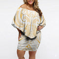 Maori Rugby Custom Ngaru Mangopare Off Shoulder Short Dress Koura Niho Taniwha Motif