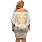 Maori Rugby Custom Ngaru Mangopare Off Shoulder Short Dress Koura Niho Taniwha Motif