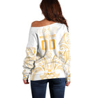 Maori Rugby Custom Ngaru Mangopare Off Shoulder Sweater Koura Niho Taniwha Motif