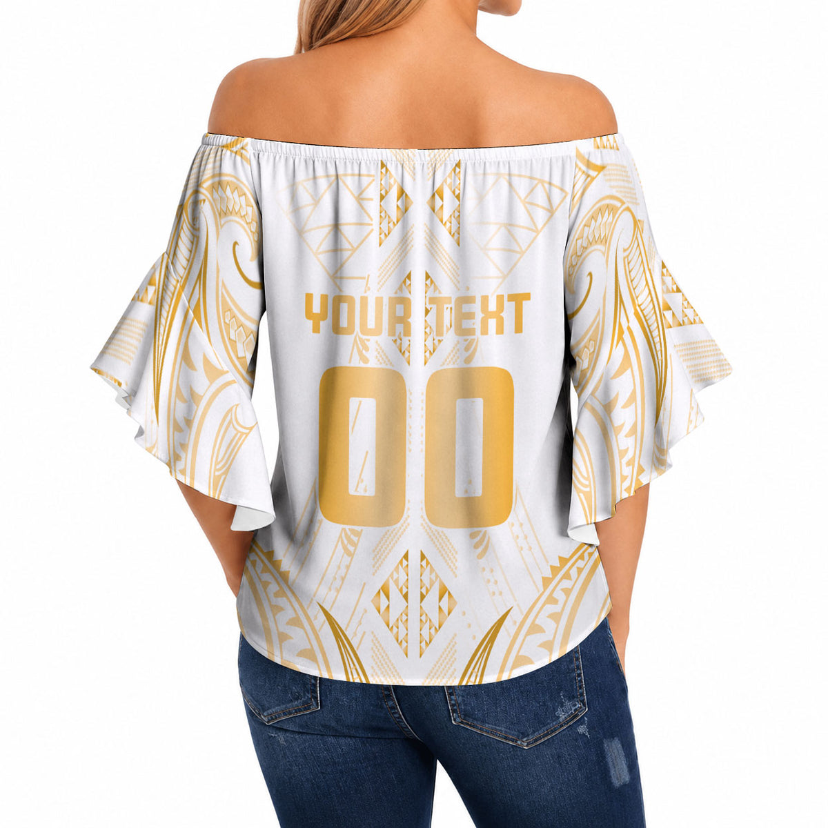 Maori Rugby Custom Ngaru Mangopare Off Shoulder Wrap Waist Top Koura Niho Taniwha Motif