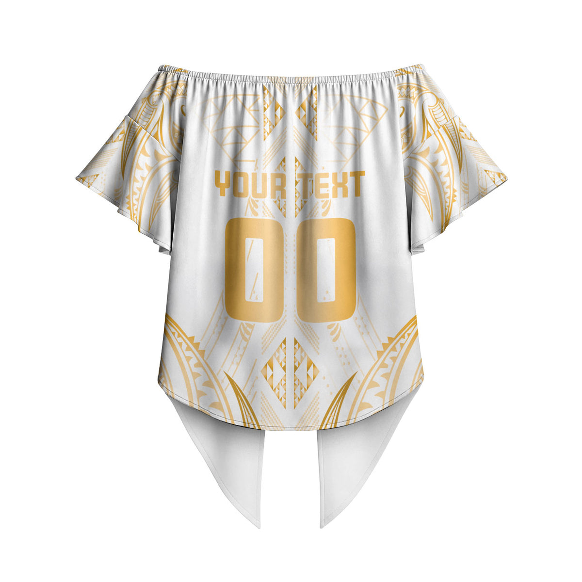 Maori Rugby Custom Ngaru Mangopare Off Shoulder Wrap Waist Top Koura Niho Taniwha Motif