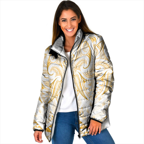 Maori Rugby Custom Ngaru Mangopare Padded Jacket Koura Niho Taniwha Motif