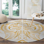 Maori Rugby Custom Ngaru Mangopare Round Carpet Koura Niho Taniwha Motif