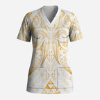 Maori Rugby Custom Ngaru Mangopare Scrub Top Koura Niho Taniwha Motif