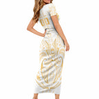 Maori Rugby Custom Ngaru Mangopare Short Sleeve Bodycon Dress Koura Niho Taniwha Motif