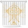 Maori Rugby Custom Ngaru Mangopare Shower Curtain Koura Niho Taniwha Motif