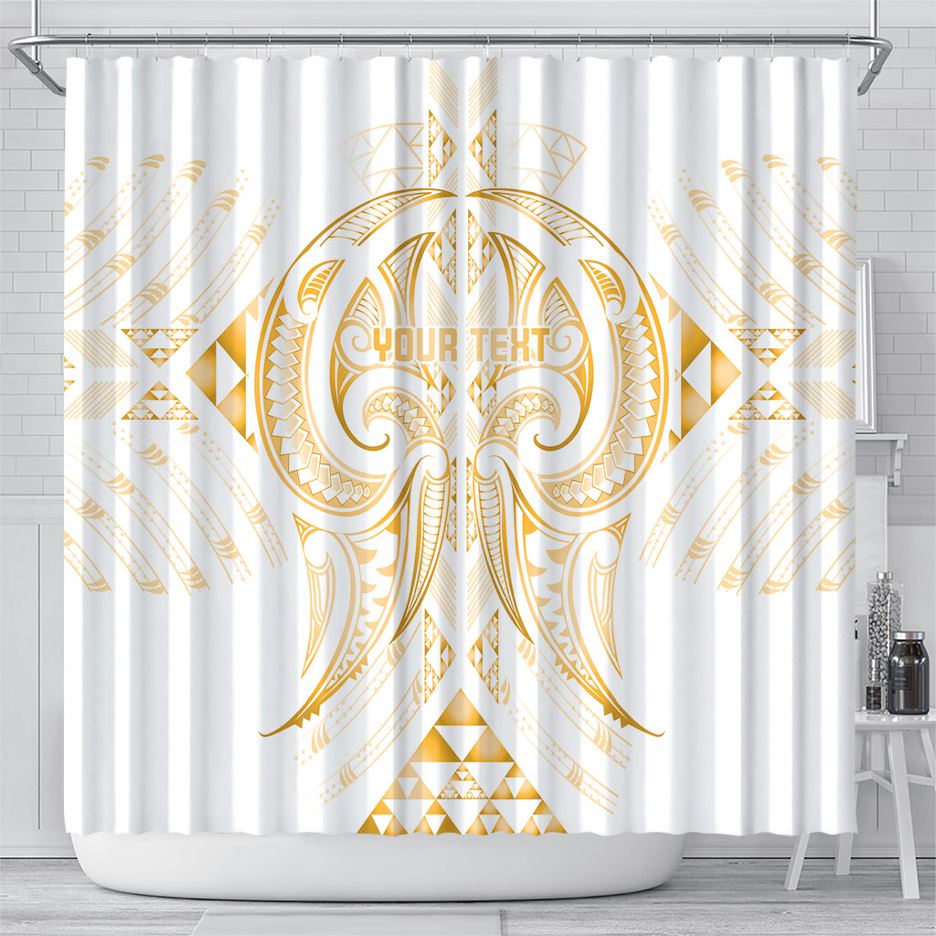 Maori Rugby Custom Ngaru Mangopare Shower Curtain Koura Niho Taniwha Motif